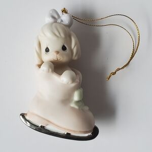 1996 Precious Moment "When The Skating's Ruff, Try Prayer" Porcelain  Ornament